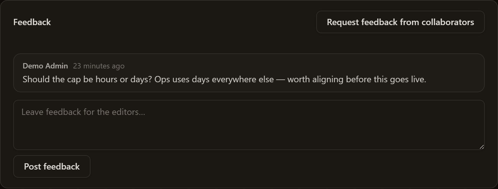 Feedback thread beside the tracked changes